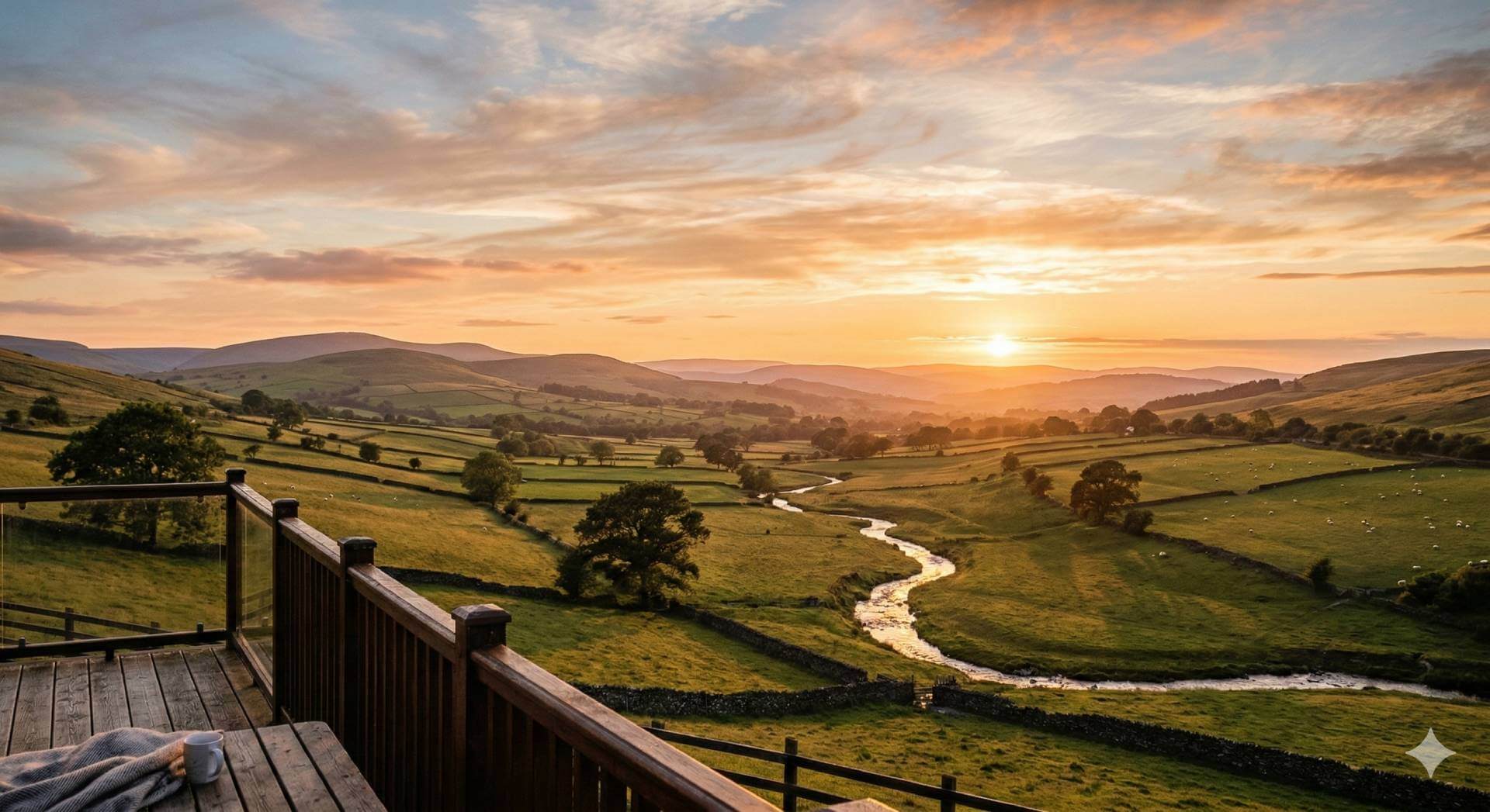 Sunset over the Clwydian Range hills